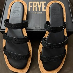 Frye Black Leather Sandals